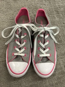 Converse All Star Youth Kids Junior Girls Pink & Gray Canvas Cushioned Sz 4 - Picture 1 of 6