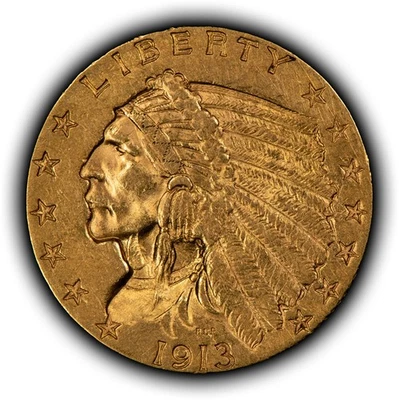 1913 G$2.50 Indian Head Gold Quarter Eagle - Luster - AU/UNC - SKU-G5565 - Image 1 of 4