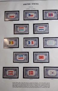 US 909-21 1943 Overrun Countries Set of 13 Singles MNH Hingless Album Page - Picture 1 of 1