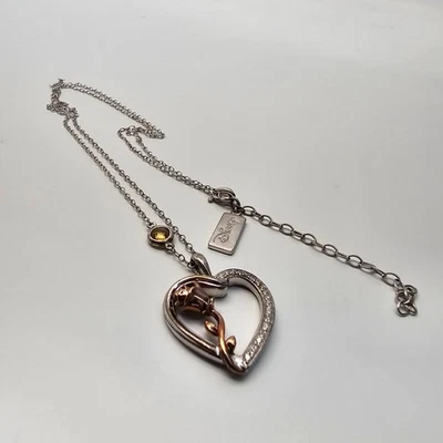 Collar Colgante Corazón Diamante y Oro Rosa 925 y 10k Disney Belle Zales Foto 1 de 4