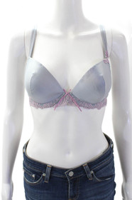 Lise Charmel Womens Floral Lace Detail Sheer Underwire Band Bra Gray Size 34D