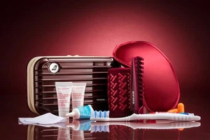 RIMOWA EVA Air 1st Class Amenity Kit Hard Case Metallic Burgundy *NEW & SEALED* - Picture 1 of 3