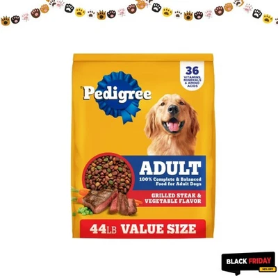 Pedigree Complete Nutrition成人干狗粮烤牛排蔬菜44磅 — 第 1/4 张图片