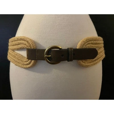 Cinto de cintura elástico largo marrom couro/corda tamanho G/XL - Imagem 1 de 4
