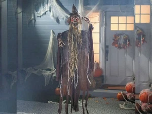 5 Ft Hanging Grim Reaper Halloween Prop Light-Up Eyes Spooky Indoor Animated - Picture 1 of 2