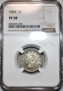 NGC PF-58 1904 Liberty Nickel, Evenly Mirrored, Lightly Circulated Proof! - Picture 1 of 2