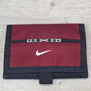 Cartera Nike De Colección Nylon Triple Bolsillo con Cremallera Rojo Borgoña Azul Marino Negra Rara  - Imagen 1 de 14
