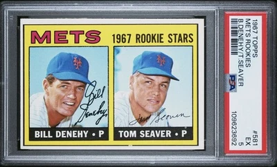 PSA 5 Tom Seaver / Bill Denehy 1967 Topps Baseball Rookie #581 RC New York Mets - Image 1 of 3
