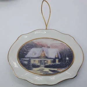 2005 THOMAS KINKADE Christmas Eve Christmas Cottage II Holiday Ornament☆Ceramic - Picture 1 of 2