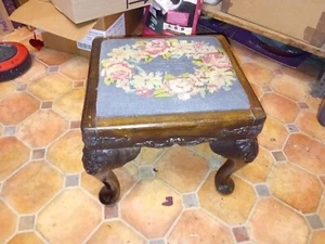 vintage Tapestry Top footstool - Picture 1 of 6