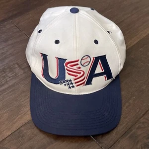 Vintage Sports Specialties USA Baseball Olympics Snapback Hat Cap White - Picture 1 of 9