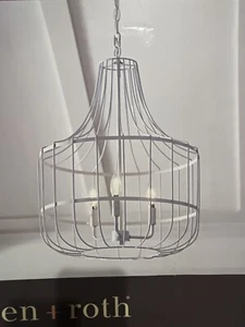 New allen + roth Elmwood 3-Light Dry rated Chandelier White Farmhouse Led Light - Picture 1 of 3