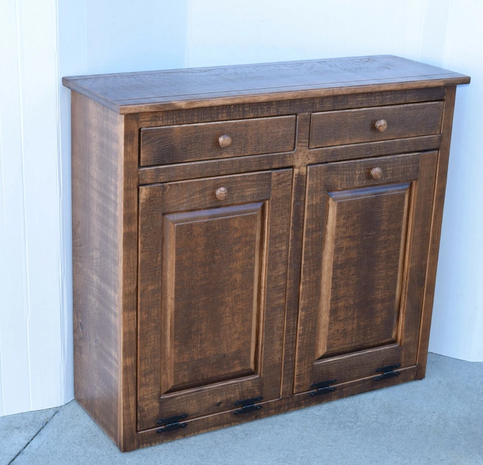 Double trash can | Solid wood | double Trash Bin | Amish handmade | Made in usa  - Image 1 of 1