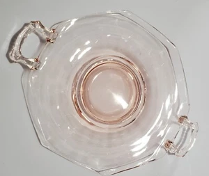 Depression Glass PINK Open 2 Handled 9 1/2"" Inch Footed Serving Plate Vintage - Picture 1 of 7