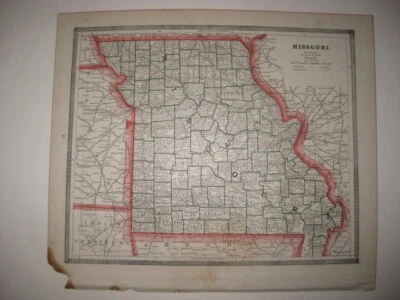 ANTIGO MAPA FERROVIÁRIO IOWA MISSOURI 1884 KANSAS CITY DESMOINES DETALHADO FINO SEM RESERVA - Imagem 1 de 2