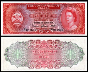 BELIZE 5 DOLLARS (P35a) 1975 QEII UNC - Bild 1 von 1