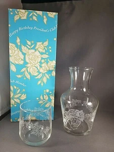 AVON President Club Birthday Gift Water Tumbler & Pitcher Carafe Glass 1998 NIB - Picture 1 of 4
