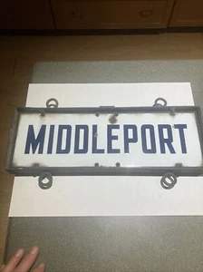 Double Sided Porcelain Middleport NY Sign Erie Canal Niagara County - Picture 1 of 4