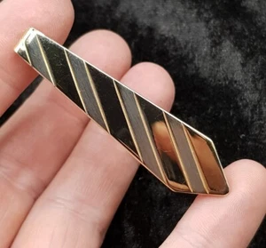Vintage Gold Plated Striped Tie Design Tie Bar Clip - For Gents & Gentleman. - Picture 1 of 6