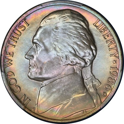 1986 D Jefferson Nickel PCGS MS65 Album Toned - Image 1 of 3