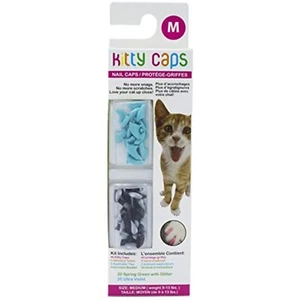 Kitty Caps Kitty Caps Nail Caps for Cats, Medium, Black w/ Gray Tips & Baby Blue - Picture 1 of 1
