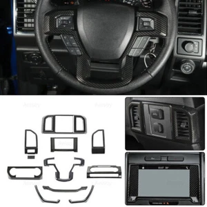 Carbon Fiber Full Set Interior Decoration Trim Fits Ford F150 2015+ Accessories - Picture 1 of 9