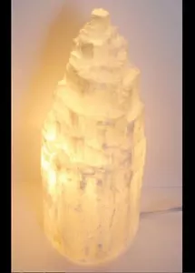 SELENITE CRYSTAL LAMP plus LEAD & BULB 20cm  Healing  - Picture 1 of 6