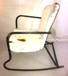 Vintage Metal Clamshell Kids Childs Rocking Chair Patio Porch Mid Century Modern - Picture 1 of 5