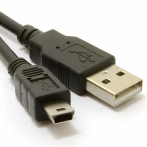 50cm MINI USB Cable Sync & Charge Lead Sat Nav/Dash cam Type A to 5 Pin B Black - Picture 1 of 6