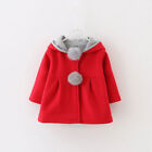 Girls Kids Baby Winter Rabbit Ear Coat Jacket Hooded Warm Casual Outwear Clothes