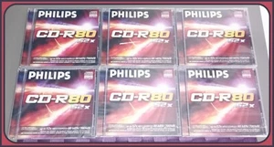 Philips CD-R80 Recordable Up to 48x Multispeed 80 Minutes 700MB New Sealed x 6 - Afbeelding 1 van 5