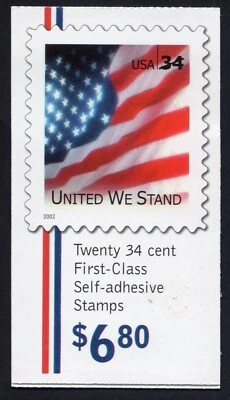Scott #BK287 (3549Bc) United We Stand Flag Booklet of 20 Stamps - MNH PC#3 - Image 1 of 2