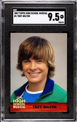 2007 Topps High School Musical #1 Troy Bolton Zac Efron SGC 9.5 MINT+ Iron Claw - Image 1 of 2