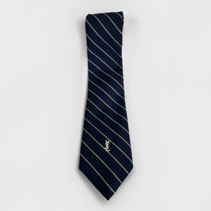 Cravatta collo uomo YSL Yves Saint Laurent blu navy con righe bianche lunga 56” - Foto 1 di 4