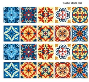 5.9"x5.9"Colorful Floral PVC Tile Sticker Wall Sticker DIY Decor x20 - Picture 1 of 5