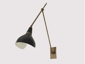 Large Stilnovo Style Diabolo Articulated Brass Wall Lamp Sconce Mid-Century Mode - Picture 1 of 6
