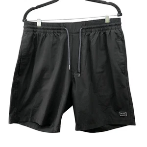 Volcom Elastic Waist Shorts Mens L Black 7.5'' Active Drawstring Hybrid - Picture 1 of 8