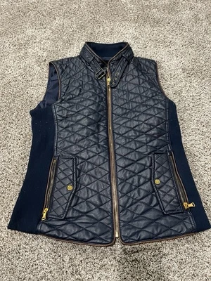 Chaleco Fate Mujer Pequeño Azul Marino Acolchado Cremallera Completa Hebilla Cuello Moto Edgy E-Girl Foto 1 de 4