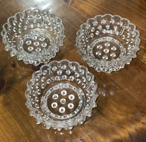 EAPG - DEWDROP-Clear - Canton Glass - 4.25 X 2.5 In- Hobnail - Set Of 3 - Picture 1 of 12