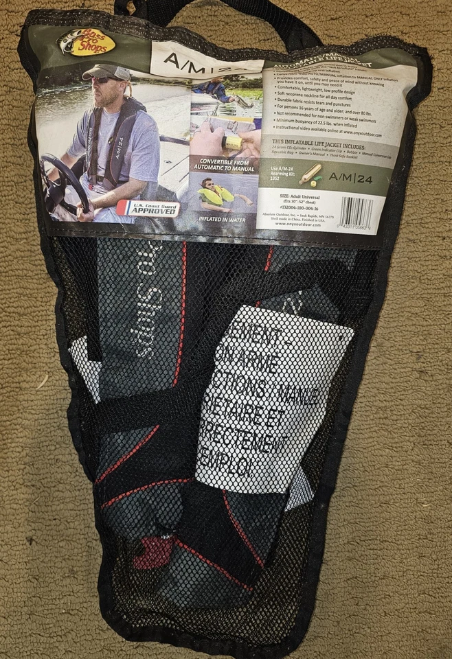 #2 Colete salva-vidas inflável Bass Pro Shop A/M24 Co2 - Imagem 1 de 1