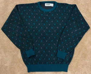 Vintage 80er Wollmischung Rautenmuster Opa Gangster Pullover Herren Large - Bild 1 von 5