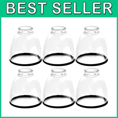 Round Black Border Glass Lampshades - Set of 6 - Image 1 of 4