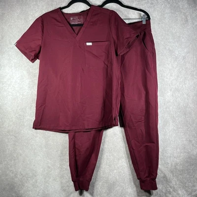 Figs Catarina Scrub Top Zamora Jogger Scrub Pants Womens M/MP Maroon Workwear - Image 1 of 4