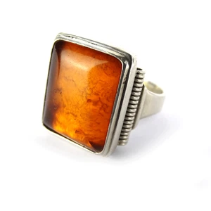 Antik Louis Vausch, Silber Ring mit Bernstein Cabochon, Amber, Art Deco, um 1930 - Bild 1 von 7