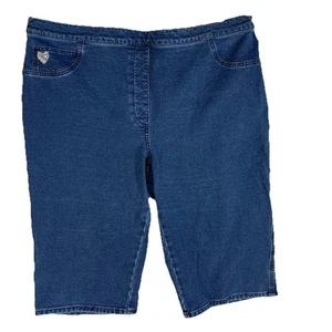 Dream Jeannes by Quacker Factory Women Pull On Jean Shorts Plus 1X Blue Denim A1 - Picture 1 of 4