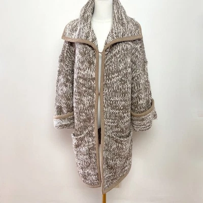 MarlaWynne 波西米亚粗针织开衫毛衣外套厚羊毛羊驼混纺 尺寸 L — 第 1/4 张图片