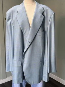 Kiton Cashmere/Silk/Linen Sport Coat Size 61 US 51R in Blues - Picture 1 of 21