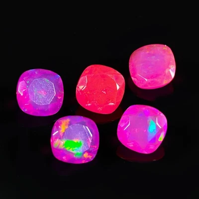 Natural Pink Ethiopian Opal 2.40 CT Faceted Square Shape Loose Gemstone Size 6X4 - Image 1 of 3