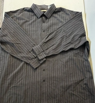 Moda Campia Moda Mens Shirt Sz 4X Gray Striped L/S Dress Shirt Casual Preppy - Image 1 of 4