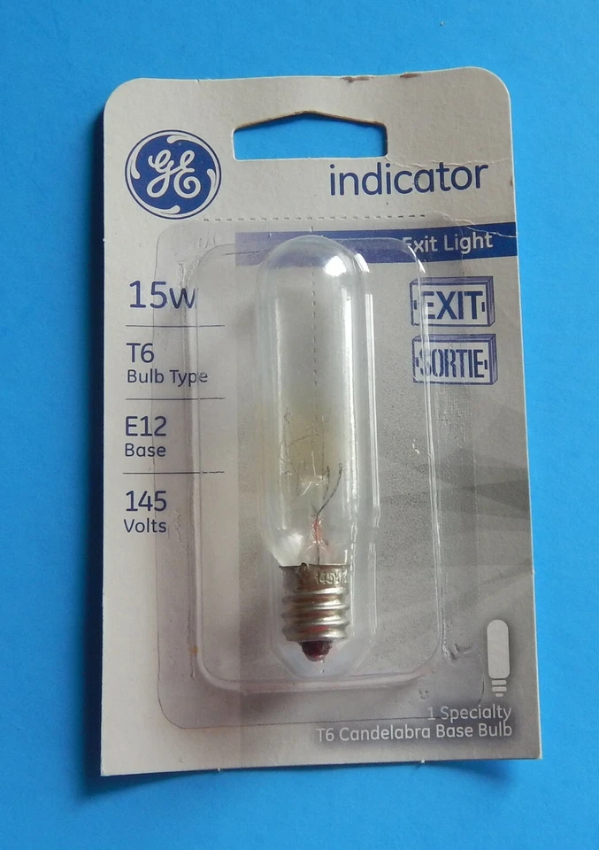 GE 15W Indicator Exit Light T6 Candelabra Base (E12) Bulb; NIP - Image 1 of 1
